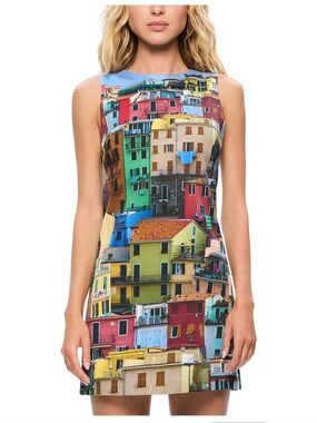 ALICE + OLIVIA Clyde Mini Shift Dress in Italian Landscape, Size 8, NWT
